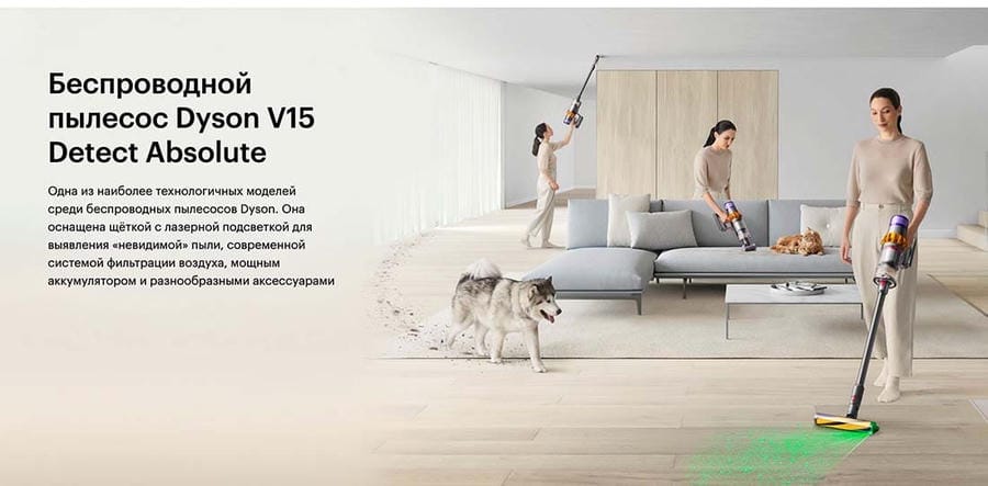 Пылесос Dyson V15 Detect Absolute (SV47) Серый