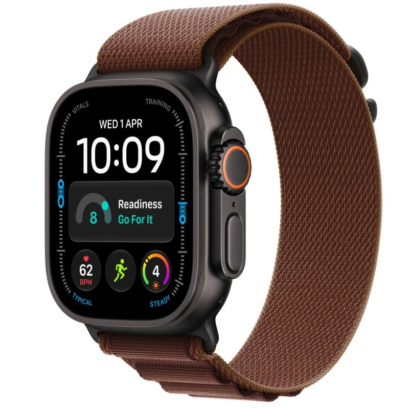 Apple Watch Ultra 4 (2026), 49 мм корпус из титана цвета «Black», ремешок Alpine Loop размера L цвета «Burgundy» Apple Watch Ultra 4 Black Titanium, Burgundy Alpine Loop