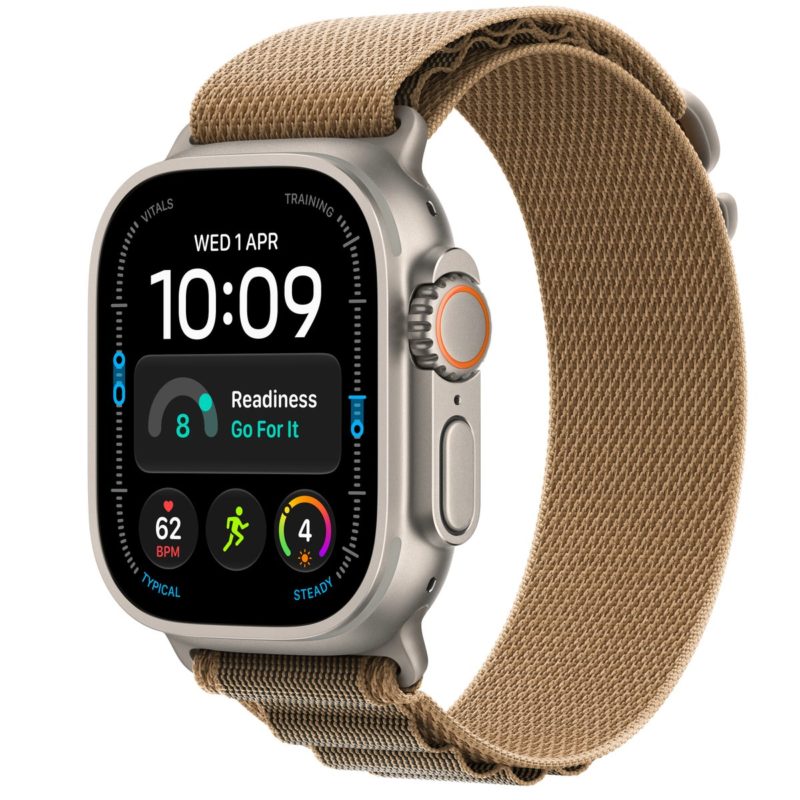 Apple Watch Ultra 4 (2026), 49 мм корпус из титана цвета «Natural», ремешок Alpine Loop размера L цвета «Desert» Apple Watch Ultra 4 Natural Titanium, Desert Alpine Loop