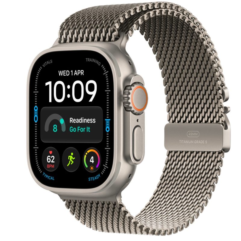 Apple Watch Ultra 4 (2026), 49 мм корпус из титана цвета «Natural», ремешок Titanium Milanese Loop размера L цвета «Natural» Apple Watch Ultra 4 Natural Titanium, Natural Titanium Milanese Loop